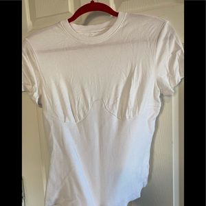 White tee shirt with under boob stitching